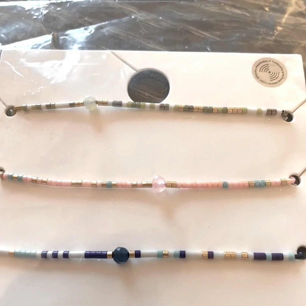 Hand Beaded Pull Chain Multi Bracelet - Set of 3